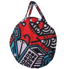 Multicolored Doodle Art Street Art Giant Round Zipper Tote by Salman4z