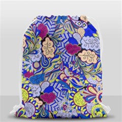 Blue Yellow Background Pattern Vector Texture Paisley Drawstring Bag (small) by Salman4z