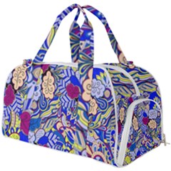 Blue Yellow Background Pattern Vector Texture Paisley Burner Gym Duffel Bag by Salman4z