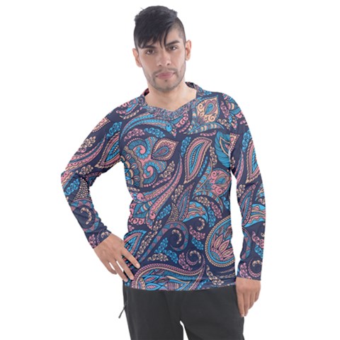 Background Ornament Paisley Men s Pique Long Sleeve Tee by Salman4z