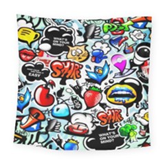 Graffiti Art Cartoon Comic Square Tapestry (large) by Salman4z