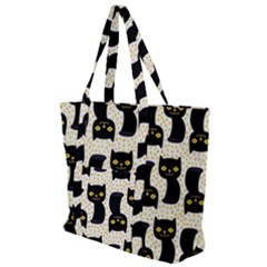 Black Cats And Dots Koteto Cat Pattern Kitty Zip Up Canvas Bag by Salman4z