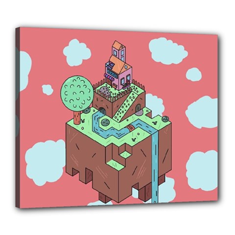 Minimal Digital Cityscape Canvas 24  X 20  (stretched) by Salman4z