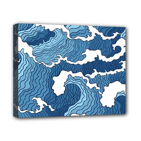 Waves Aesthetics Illustration Japanese Canvas 10  X 8  (stretched) by Salman4z