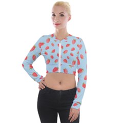 Strawberry Long Sleeve Cropped Velvet Jacket by SychEva