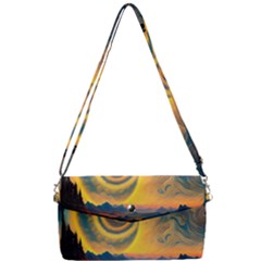 Surrealist Fantasy Dream Moon Space Removable Strap Clutch Bag by Jancukart