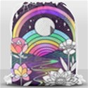 Rainbow Fun Cute Minimal Doodle Drawing Art Drawstring Bag (Large) View2