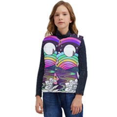 Rainbow Fun Cute Minimal Doodle Drawing Art Kid s Short Button Up Puffer Vest	 by Jancukart