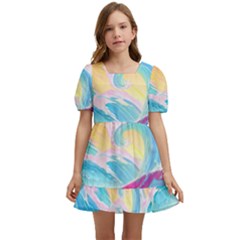 Waves Ocean Sea Tsunami Nautical 9 Kids  Short Sleeve Dolly Dress by Jancukart