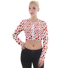 Watercolor Strawberry Long Sleeve Cropped Velvet Jacket by SychEva