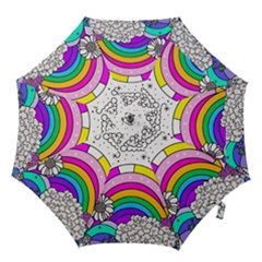 Rainbow Fun Cute Minimal Doodle Drawing 3 Hook Handle Umbrellas (medium) by Jancukart