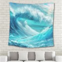 Tsunami Waves Ocean Sea Nautical Nature Water Tidal Square Tapestry (Large) View2