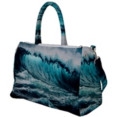 Tsunami Waves Ocean Sea Nautical Nature Water Blue Black Duffel Travel Bag by Jancukart