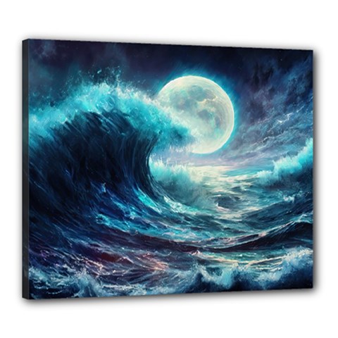Tsunami Waves Ocean Sea Nautical Nature Water 4 Canvas 24  X 20  (stretched) by Jancukart