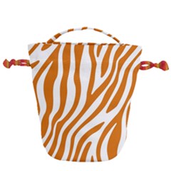 Orange Zebra Vibes Animal Print   Drawstring Bucket Bag by ConteMonfrey