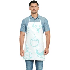 Birds Seamless Pattern Blue Kitchen Apron by ConteMonfrey