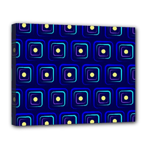 Blue Neon Squares - Modern Abstract Canvas 14  X 11  (stretched) by ConteMonfrey