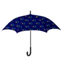 Blue Neon Squares - Modern Abstract Hook Handle Umbrellas (Small) View3