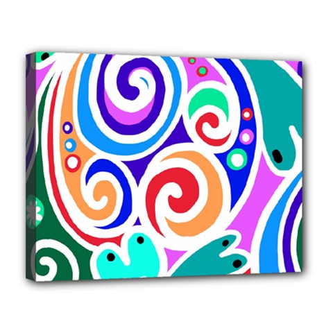 Crazy Pop Art - Doodle Circles   Canvas 14  X 11  (stretched) by ConteMonfrey