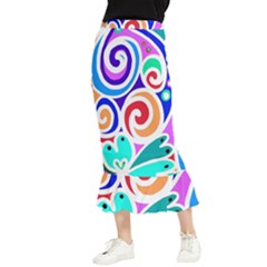 Crazy Pop Art - Doodle Circles   Maxi Fishtail Chiffon Skirt by ConteMonfrey