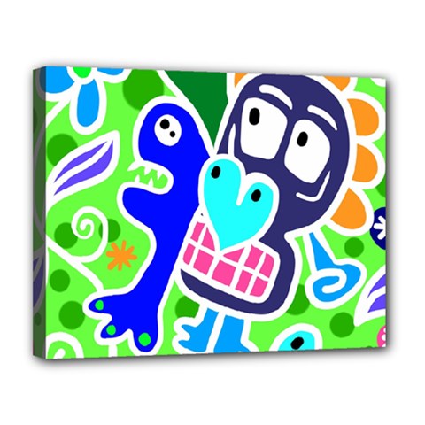 Crazy Pop Art - Doodle Skulls  Canvas 14  X 11  (stretched) by ConteMonfrey