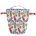 Seamless Pixel Art Pattern Drawstring Bucket Bag View2
