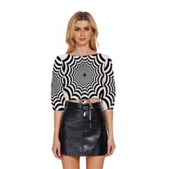 Spider Web Hypnotic Mid Sleeve Drawstring Hem Top by Amaryn4rt