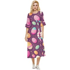 Easter Eggs Egg Double Cuff Midi Dress by Ravend