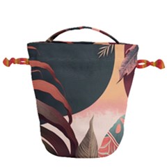 Leaves Foliage Plants Drawstring Bucket Bag by Ravend