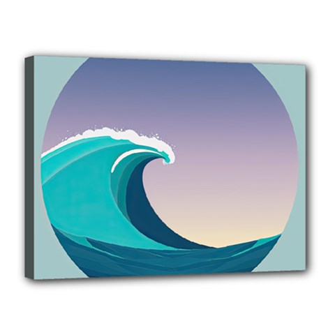 Tsunami Tidal Wave Wave Minimalist Ocean Sea 4 Canvas 16  X 12  (stretched) by Wegoenart