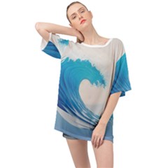 Wave Tsunami Tidal Wave Ocean Sea Water Oversized Chiffon Top by Wegoenart