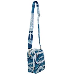 Waves Ocean Sea Pattern Water Tsunami Rough Seas Shoulder Strap Belt Bag by Wegoenart