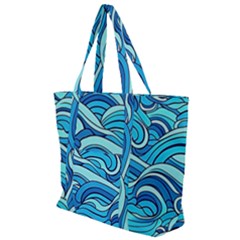 Pattern Ocean Waves Blue Nature Sea Abstract Zip Up Canvas Bag by Wegoenart