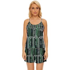 Printed Circuit Board Circuits Satin Pajama Short Set by Celenk