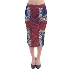 Union Jack Flag Uk Patriotic Velvet Midi Pencil Skirt by Celenk