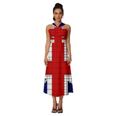 Union Jack Flag Uk Patriotic Sleeveless Cross Front Cocktail Midi Chiffon Dress by Celenk
