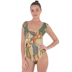 Egyptian Man Sun God Ra Amun Short Sleeve Leotard  by Celenk