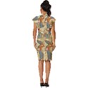 Egyptian Man Sun God Ra Amun Vintage Frill Sleeve V-Neck Bodycon Dress View4