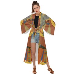 Egyptian Tutunkhamun Pharaoh Design Maxi Kimono by Celenk