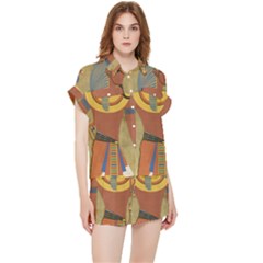 Egyptian Tutunkhamun Pharaoh Design Chiffon Lounge Set by Celenk