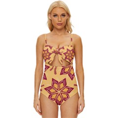 Flower Mandala Template Sketch Drawing Art Knot Front One-piece Swimsuit by Uceng