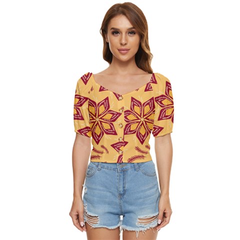 Flower Mandala Template Sketch Drawing Art Button Up Blouse by Uceng