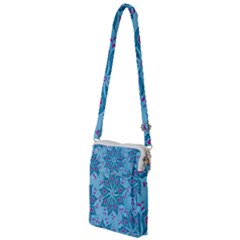 Flower Template Mandala Nature Blue Sketch Drawing Multi Function Travel Bag by Uceng