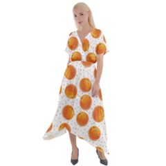 Orange Cross Front Sharkbite Hem Maxi Dress by SychEva