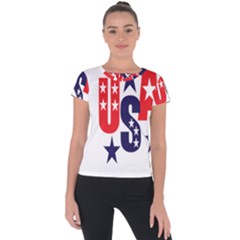 Usa Stars Fourth Of July Symbol America Usa Stars Short Sleeve Sports Top  by Wegoenart