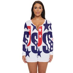 Usa Stars Fourth Of July Symbol America Usa Stars Long Sleeve Boyleg Swimsuit by Wegoenart