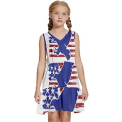 Usa Flag Eagle Symbol American Bald Eagle Country Kids  Sleeveless Tiered Mini Dress by Wegoenart