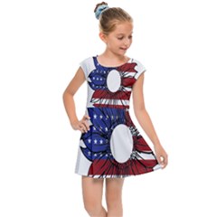 Us Flag Flower Sunshine Flag America Usa Kids  Cap Sleeve Dress by Wegoenart
