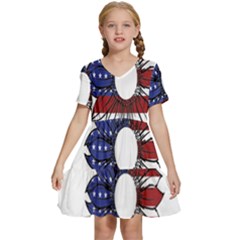 Us Flag Flower Sunshine Flag America Usa Kids  Short Sleeve Tiered Mini Dress by Wegoenart