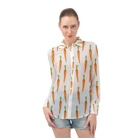 Carrot Long Sleeve Chiffon Shirt by SychEva